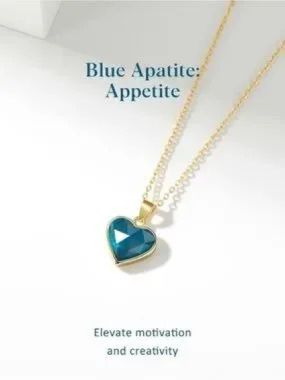 14K Gold Plated Apatite Heart Stone Necklace